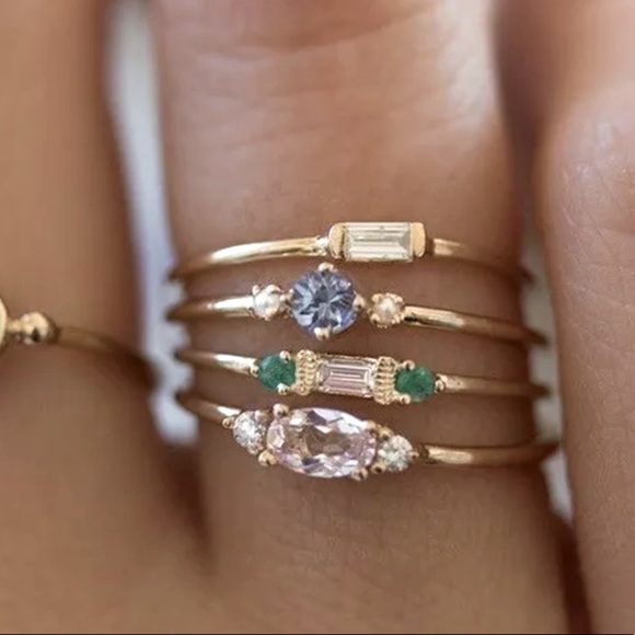 The Glam Squad gold plated delicate rings stack w color stones - Picture 3 of 9